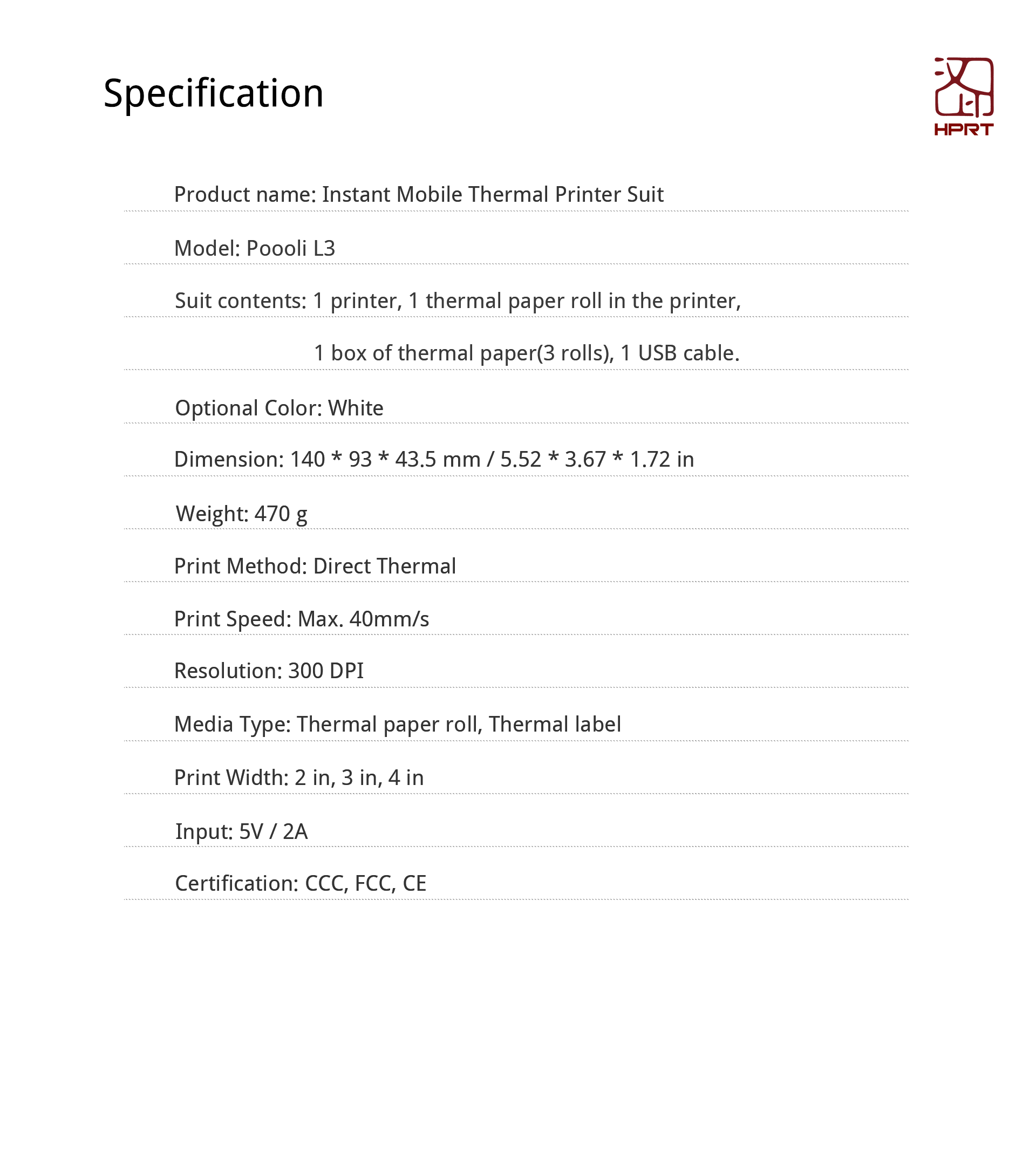 thermal pocket printer